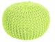 Cotton Two-Tone Round Handmade Double Knitted Pouffe - Green/Cream