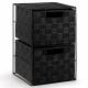 EHC 2 Drawer Nylon Storage Cabinet For Bedroom, Bathroom - Black