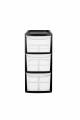 3 Drawer Medium Tower Plastic Storage Unit With Black Frame