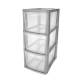 3 Drawer Medium Tower Plastic Storage Unit With Silver Frame