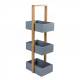 3 Tier Bamboo & MDF Storage Unit For Bathroom, Grey - 25 x 18.5 x 70cm