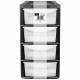 4 Drawer Small Plastic  Desktop Storage Unit - Black