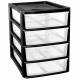 A4 4Drawer Plastic Storage Unit, Black - Home/Office/Bedroom