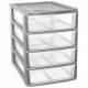 A4 4Drawer Plastic Storage Unit, Silver - Home/Office/Bedroom