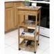 Bamboo Kitchen Storage Cart With Wire Baskets and Drawers
