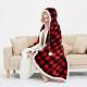Check Design Super Soft Sherpa Fleece Hooded Blanket - 130 cm x 180 cm