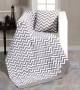 Chenille Chevron Throw For Single Bed, Sofa or Armchair - Grey /White