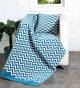 Chenille Chevron Throw For Single Bed, Sofa or Armchair - Teal/Natural