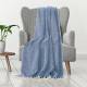 EHC Cotton Zig Zag Handwoven Single Bed or Armchair Throw - Navy Blue