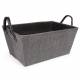 EHC 2 x Storage Basket With Faux Leather Handles, Black