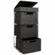 EHC 3 Drawer Woven Storage Cabinet With Flip Top Lid Storage - Black