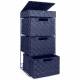 EHC 3 Drawer Woven Storage Cabinet With Flip Top Lid Storage Navy Blue