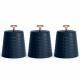 EHC 3 x Diamond Pattern Airtight Food Storage Canisters Set, Navy Blue