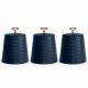 EHC 3 x Diamond Pattern Airtight Food Storage Canisters Set, Navy Blue