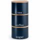 EHC 3 x Stackable Round Airtight Food Storage Canisters Set, Navy Blue
