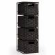 EHC 4-Drawer Woven Paper Rope Storage Organizer, Black