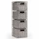 EHC 4-Drawer Woven Paper Rope Storage Organizer, Grey