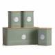 EHC 4 x Ribbed Pattern Airtight Food Storage Canisters Set, Mint Green