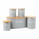 EHC 5 piece Tea, Coffee, Sugar, Biscuit and Bread Canisters, Grey