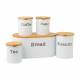 EHC 5 piece Tea, Coffee, Sugar, Biscuit and Bread Canisters, White