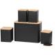 EHC 5pc Kitchen Storage Container Set with Airtight Bamboo Lids, Black