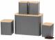 EHC 5pc Kitchen Storage Container Set with Airtight Bamboo Lids, Grey