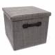 EHC Collapsible Storage Cube With Lid & Faux Leather Handles - Black