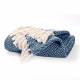 EHC Cotton Zig Zag Handwoven Single Bed or Armchair Throw - Navy Blue
