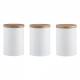 EHC Embossed 3 pcs Tea, Coffee & Sugar Canister Storage Set, White