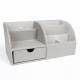 EHC Faux Leather Desk Stationery Storage Organizer - Grey