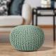 EHC Hand Knitted Double Braided Cotton Pouffe, 40 x 40 x 30 cm - Sage