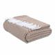 EHC Herringbone Twill Pattern Cotton Throw, Ivory/Coffee,127 x 152 cm