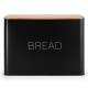 EHC Large Metal Bread Bin With Bamboo Lid For Kitchen Storage, Black