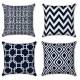 EHC Pack of 4 Decorative Square Sofa Cotton Cushions Covers, Navy blue