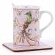 EHC Porcelain Phoenix Design Tea/Coffee Mug with Spoon & Coaster Set