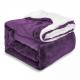 EHC Reverse Sherpa Flannel Fleece Blanket - Purple, 200 cm x 240 cm