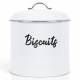 EHC Round Airtight Cookie Biscuit Barrel Storage Canister Jar, White