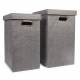 EHC Set of 2 Fabric Laundry Storage Basket With Lid - Black