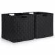EHC Set of 2 Large Foldable Handwoven Storage Hamper Basket - Black