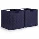 EHC Set of 2 Large Foldable Handwoven Storage Hamper Basket - Blue