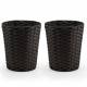 EHC Set Of 2 Round Paper Rope Indoor Waste Paper Bin, Black