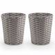 EHC Set Of 2 Round Paper Rope Indoor Waste Paper Bin, Grey