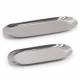 EHC Set of 2 Stainless Steel Decorative Vanity Trays, Oval, Silver