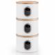 EHC Set of 3 Airtight Round Stackable Kitchen Storage Canisters, White