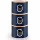 EHC Set of 3 Airtight Round Stackable Kitchen Storage Jars, Navy Blue
