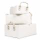 EHC Set of 3 Fabric Storage Basket with Easy Carry Handles, Cream