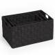 EHC Set of 3 Polypropylene Rectangular Storage Hamper Basket, Black