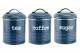 EHC Set of 3 Tea, Coffee & Sugar Kitchen Storage Containers - Blue
