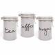 EHC Set of 3 Tea, Coffee and Sugar Storage Canisters - Grey