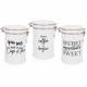 EHC Set of 3 Tea, Coffee and Sugar Storage Canisters Jars - White